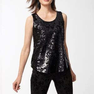 Chico's Women Blouse Sleeveless Top Size 1 Medium 8 Sequin Detail Black